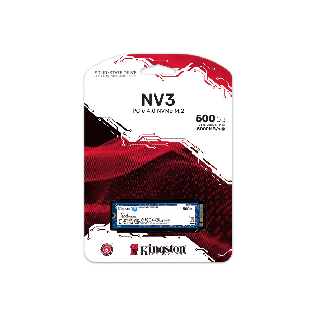 UNIDAD EN ESTADO SOLIDO KINGSTONE NV3 500GB M.2 PCIe 4.0 NVMe SSD
