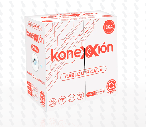 CABLE CCA UTP CAT6 24AWG PVC INTERIORES 305MT GRIS KONEXXION